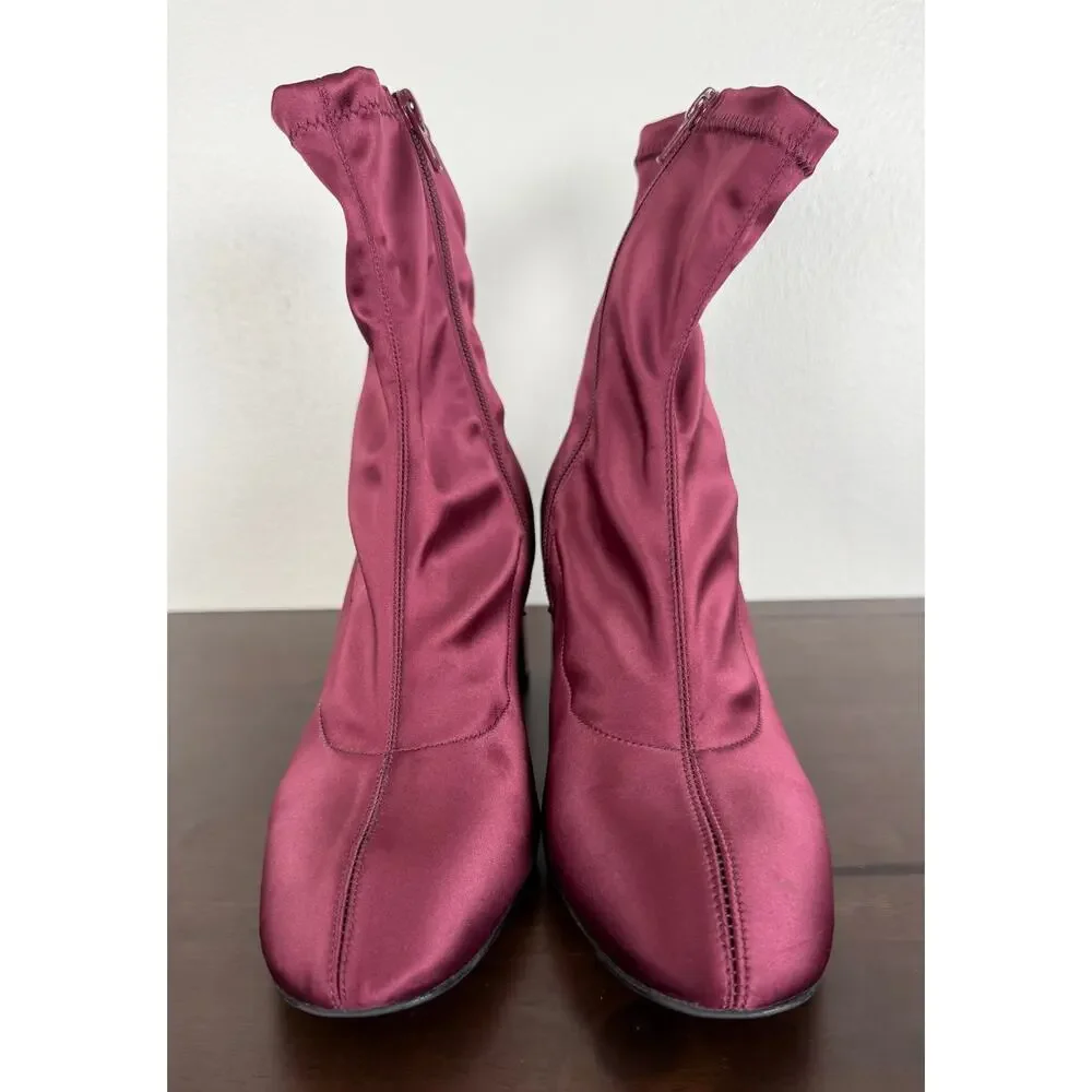 Free People Spectrum Berry Sock Ankle Boots US 8.5 Heeled Party Statement Chic